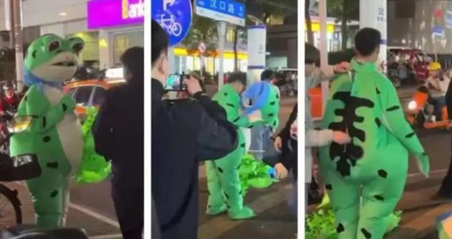 网红“卖崽青蛙”在上海被执法人员拦截，官方称将对其柔性执法
柔性不柔性的，反正网
