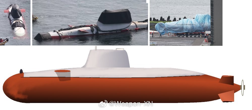 #兵器影像[超话]#台湾“智龙”号无人潜艇下水。台湾消息人士称其为无人驾驶潜艇，