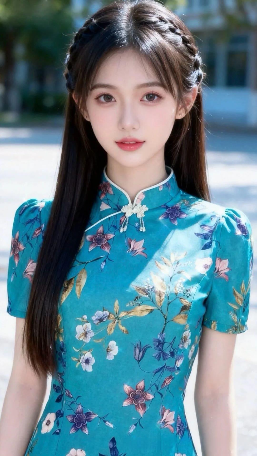 清新脱俗的蓝花旗袍，优雅气质，美不胜收！🌸💃