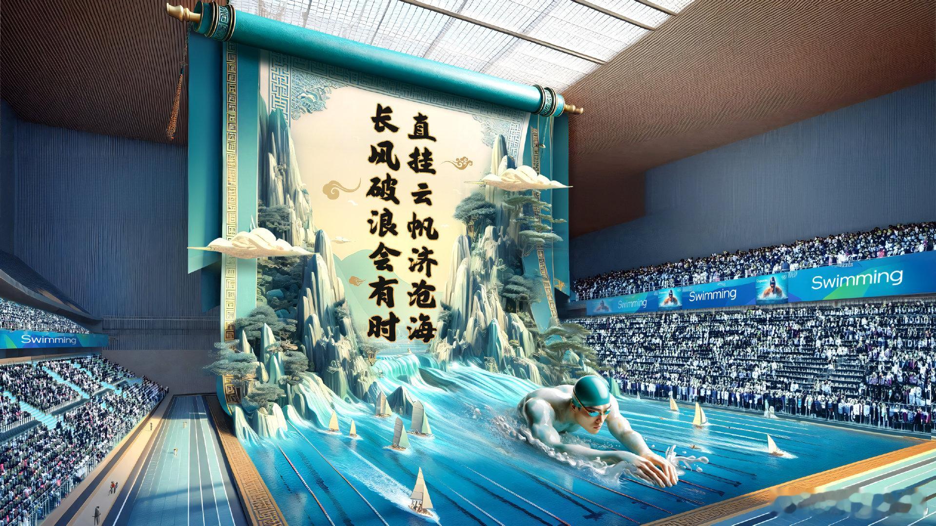 #给奥运一点中式浪漫的震撼# AI诗人送上祝贺：长风破浪会有时，直挂云帆济沧海。