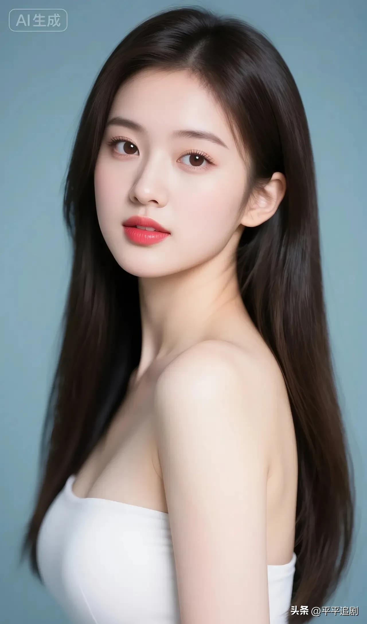 什么样的女人,最有魅力?
极简白裙衬出清透骨相，黑长直发梢拂过肩颈，淡蓝背景里，