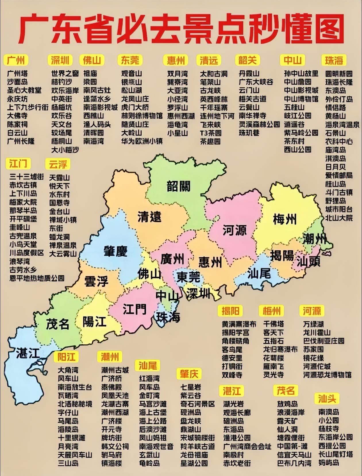 一图秒懂～[机智]广东旅游必去景点！