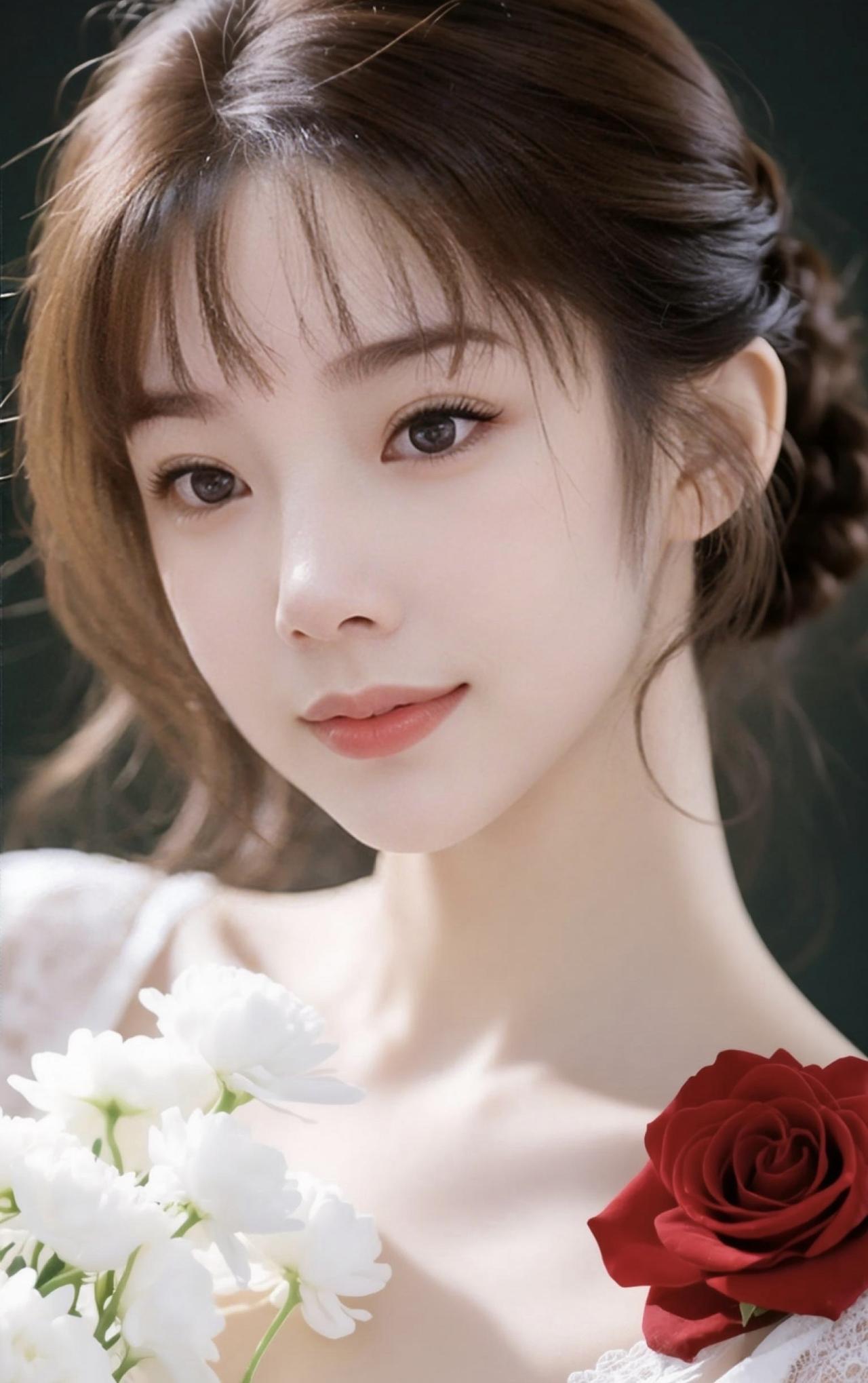 温柔少女与红玫瑰的浪漫邂逅🌹💕