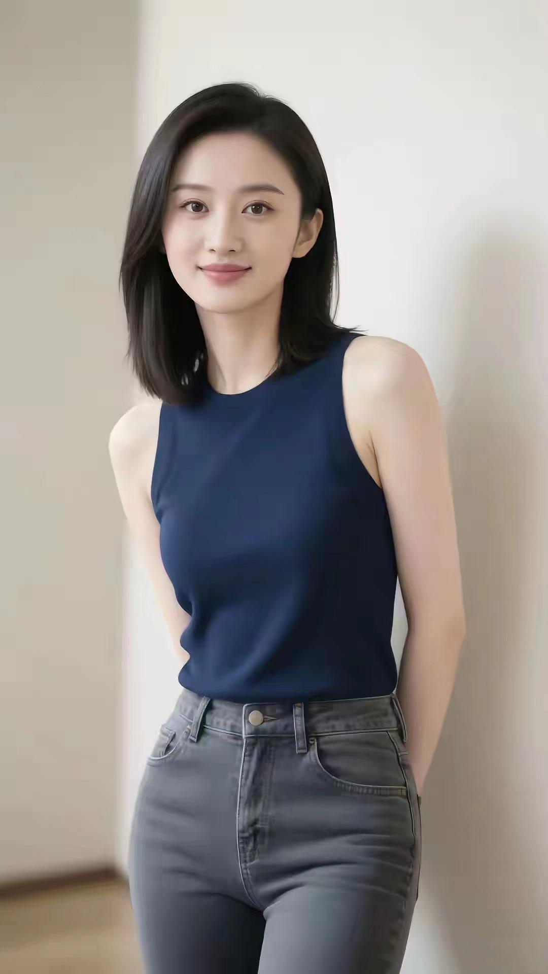 时光漫过肩头
只留下清浅的从容
 发梢轻垂 是未言的温婉
目光里盛着晴朗
不疾不