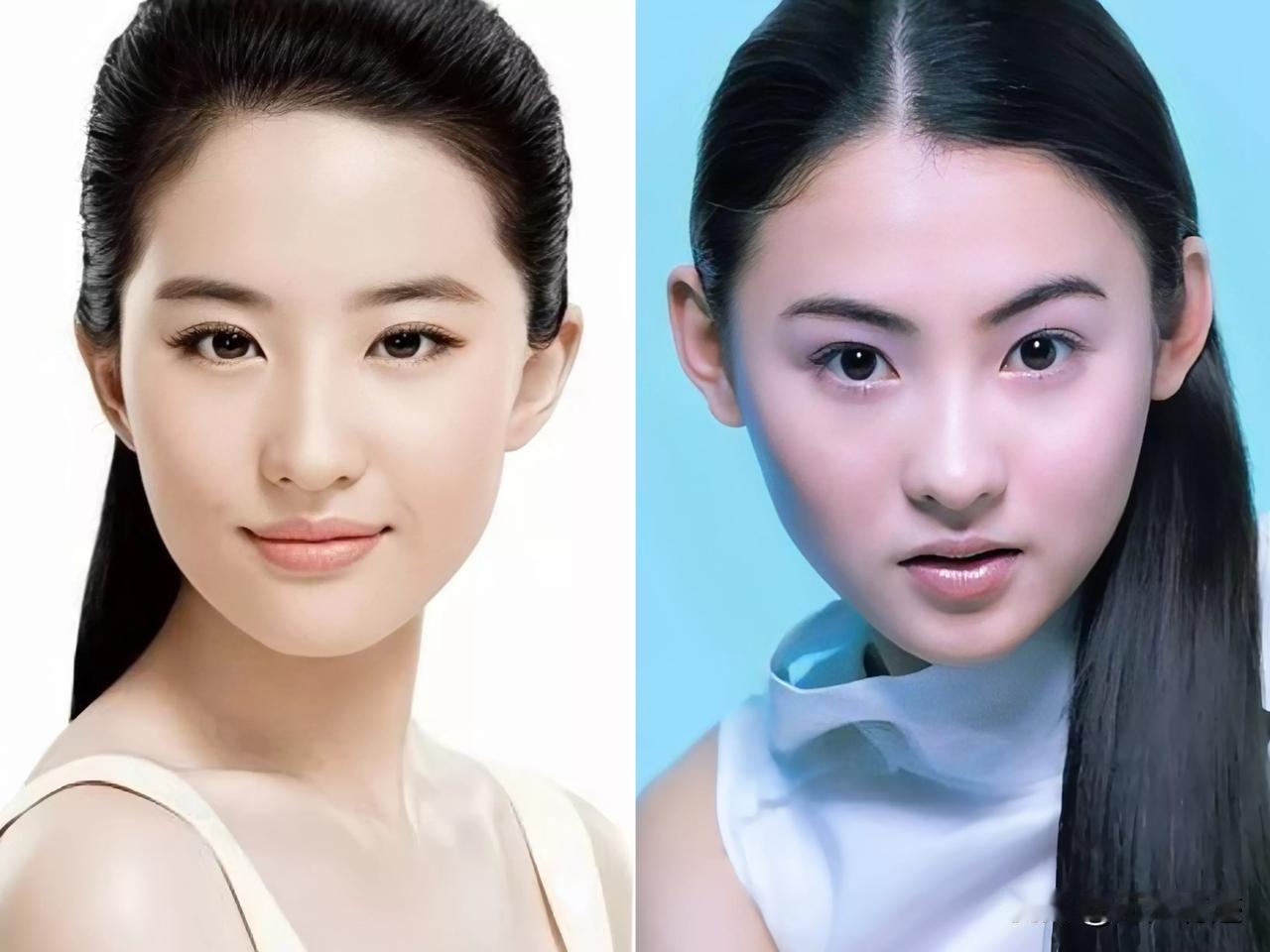 这两张脸，你最想要哪一张？
刘亦菲和张柏芝得脸型几乎相差不大，都是黄金比例，堪称