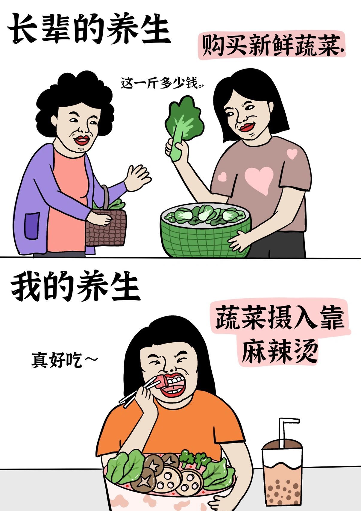 #年轻人养生主打一个反骨#长辈的养生vs我的养生 ​​​