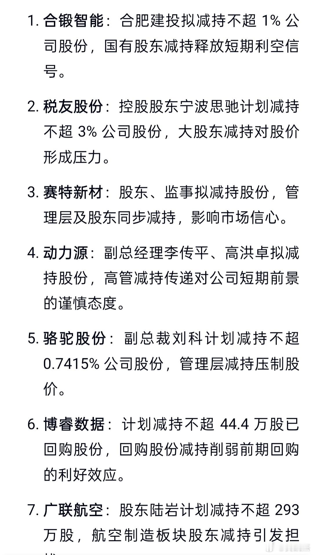 这个周末这么多公司减持股份，没办法的！[吃惊] ​​​