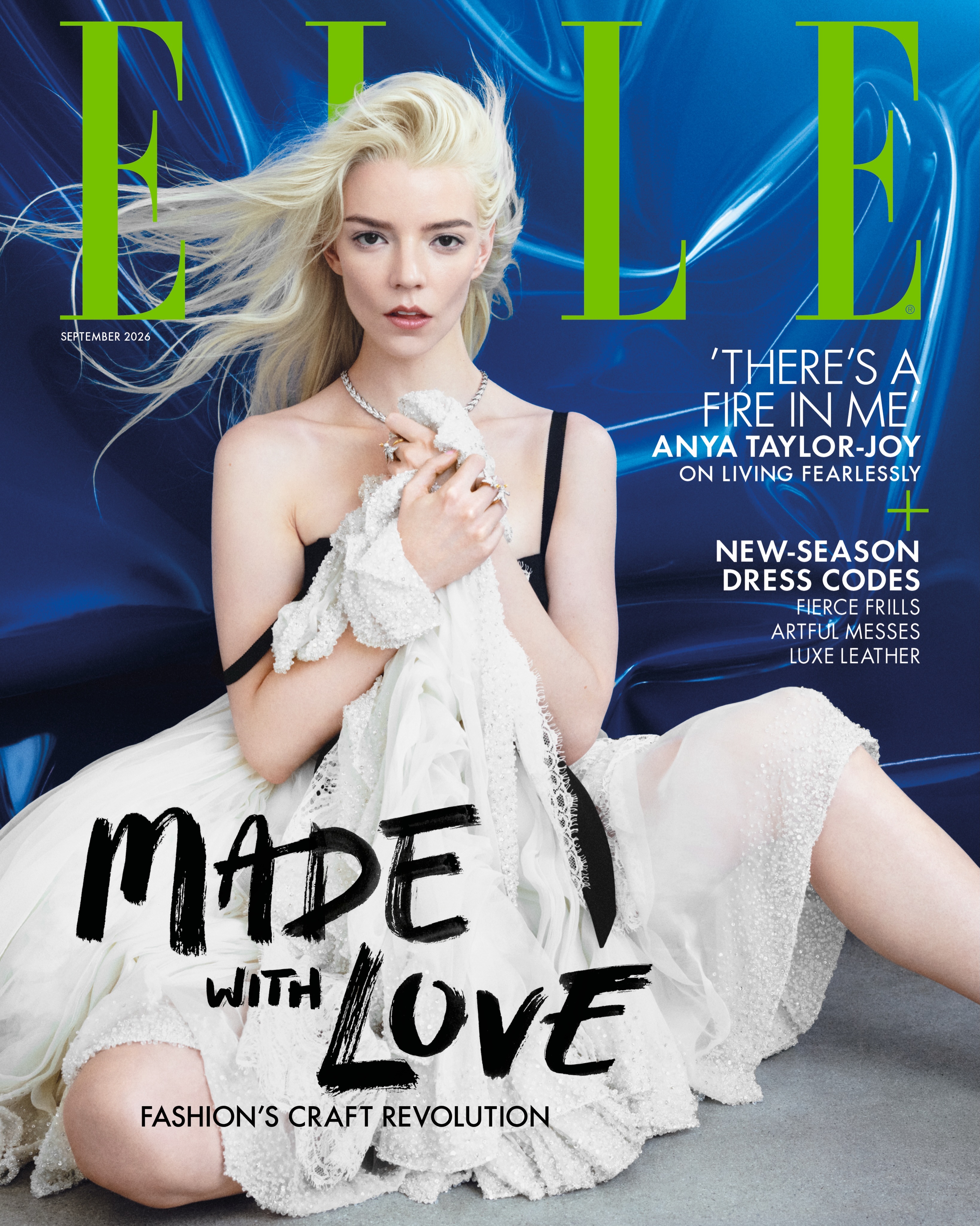 演员Anya Taylor-Joy登上英版《ELLE》2026年9月刊封面，金九