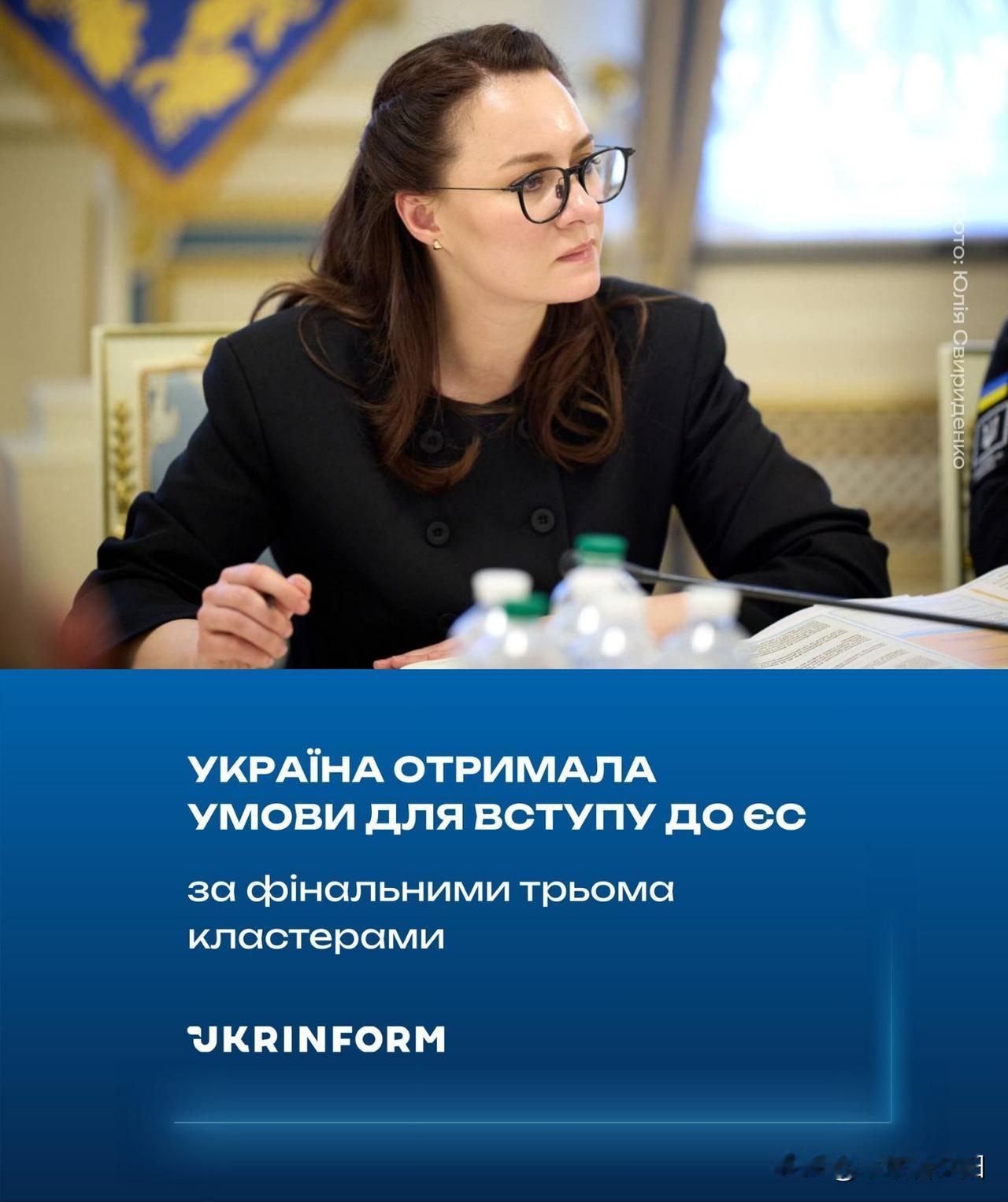 乌克兰副总理斯维里登科宣布，乌克兰已收到欧盟最后三个入盟谈判领域的全部条件，这是