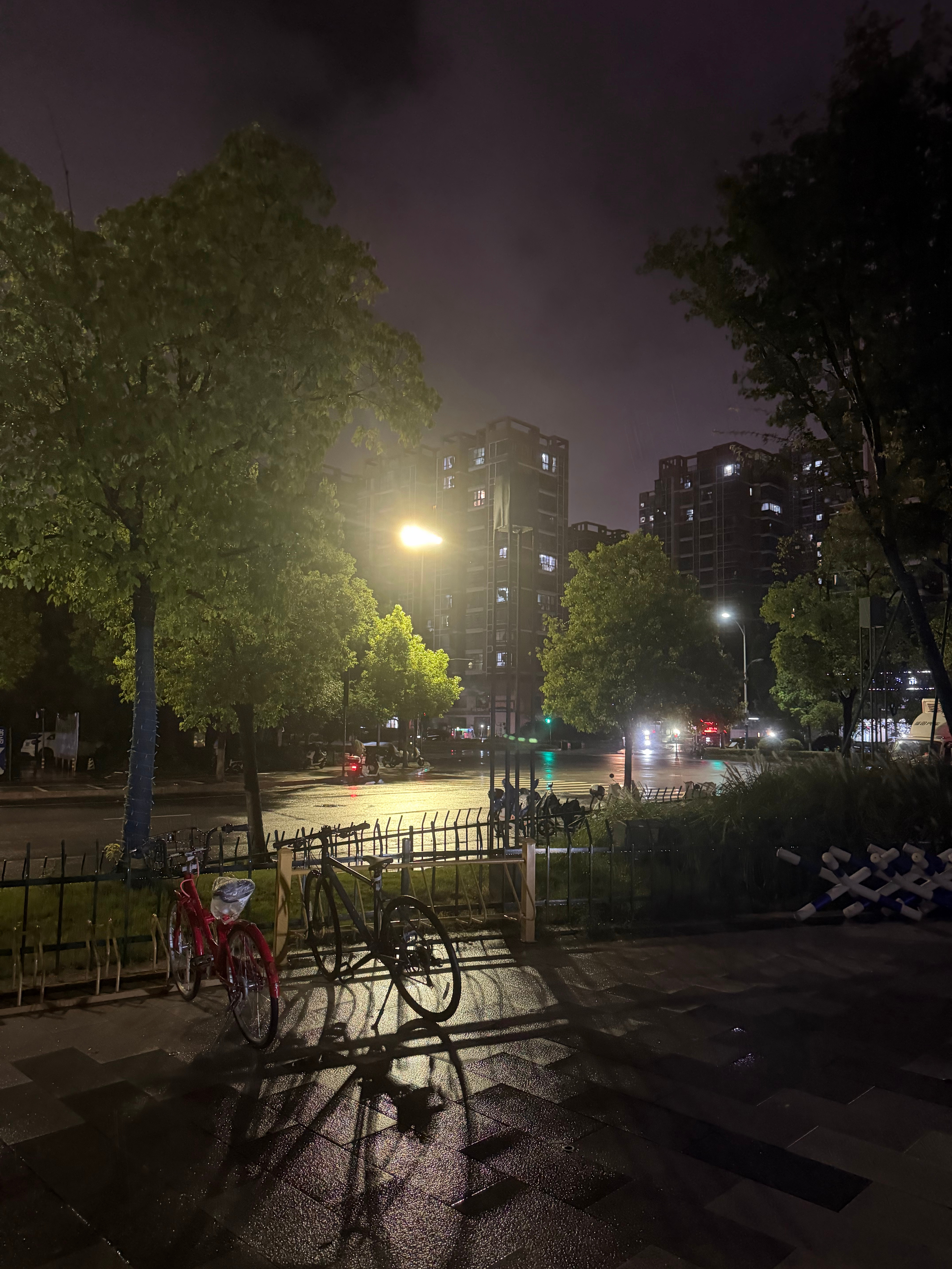 下完大雨后的空气好清新舒服如果能有好朋友一起出来吃夜宵就好了 