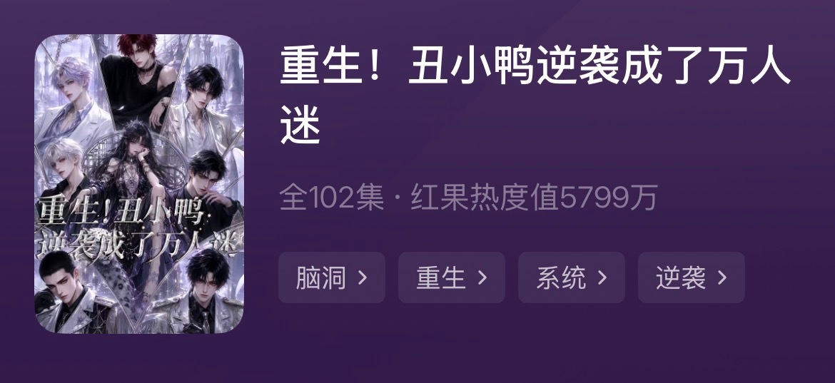 《重生！丑小鸭逆袭成了万人迷》真的超级好看 有没有同类型的推荐啊 自从染上了ai