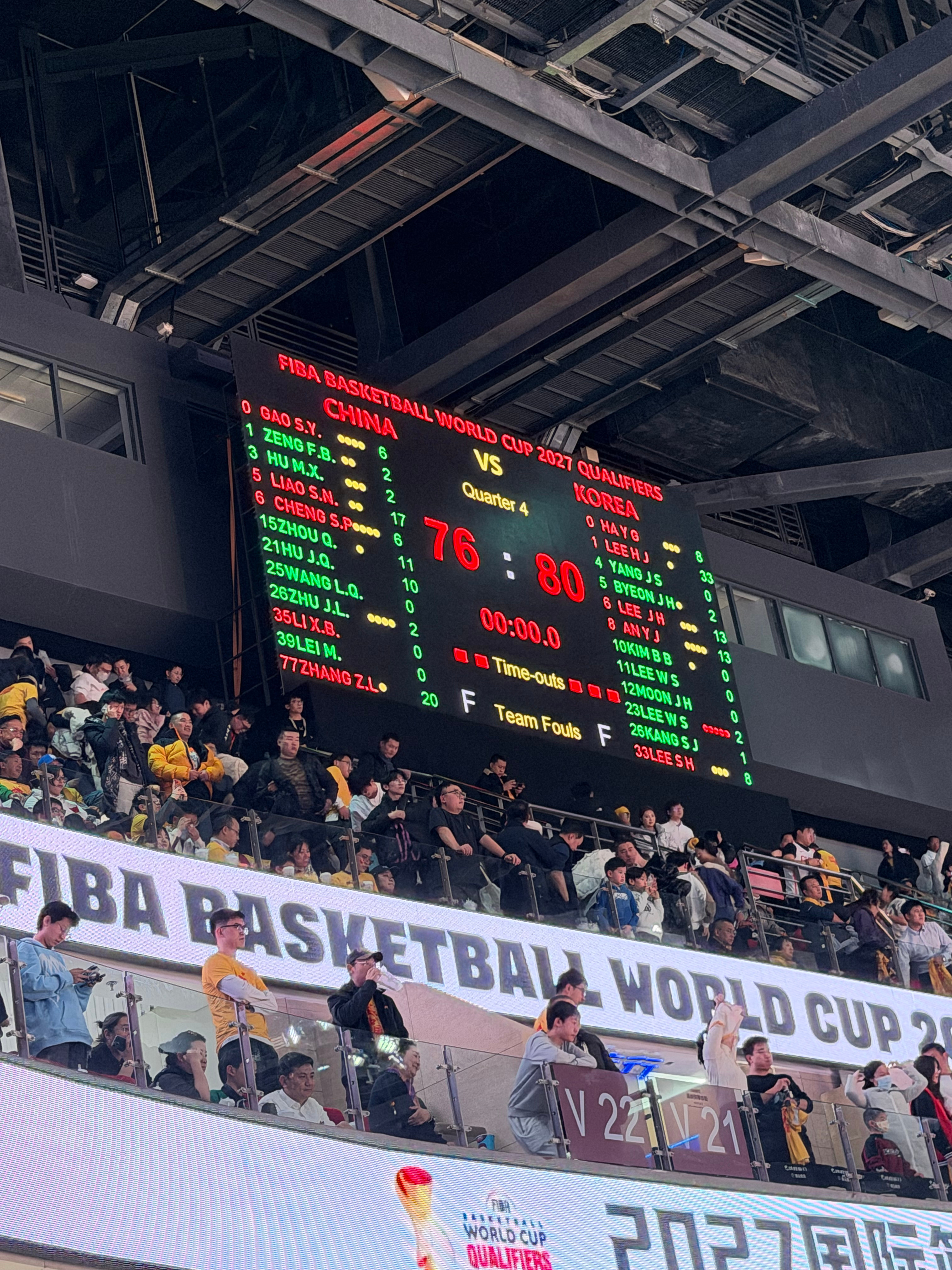 中国男篮vs韩国男篮中国男篮76:80惜败韩国男篮，最后时刻张镇麟连续命中三分差