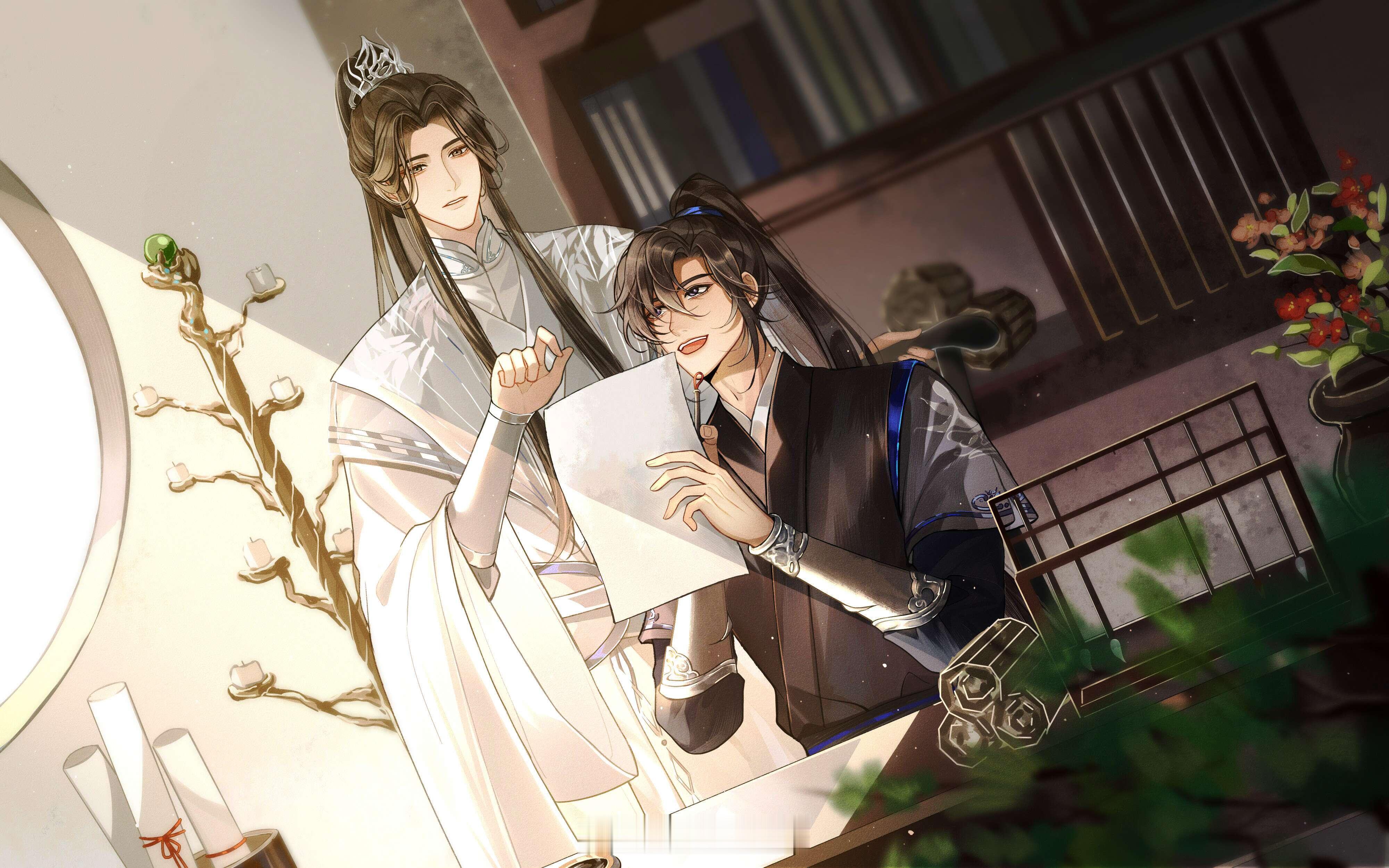 #二哈与他的白猫师尊# 长大的狗子还缠着晚宁教自己写字～ Lof：佐倾城的小番茄