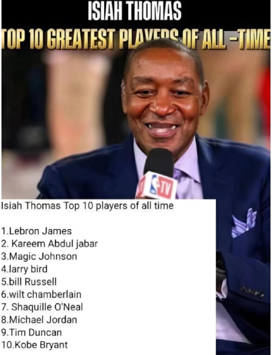活塞名宿“微笑刺客”以赛亚.托马斯重排NBA前十球员，詹姆斯排名第一，乔丹被他排