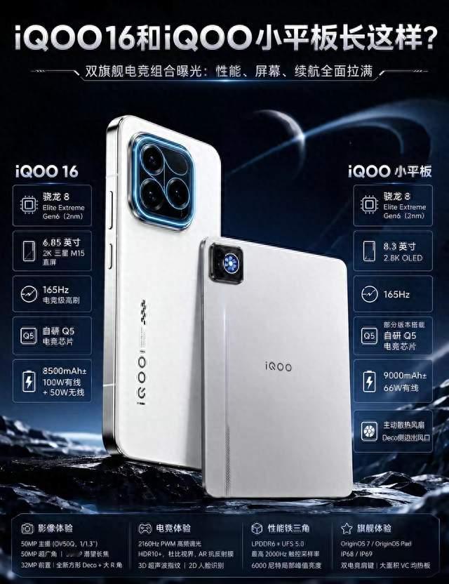 iQOO16+iQOO小平板爆料！双电竞旗舰，性能屏幕续航全部拉满