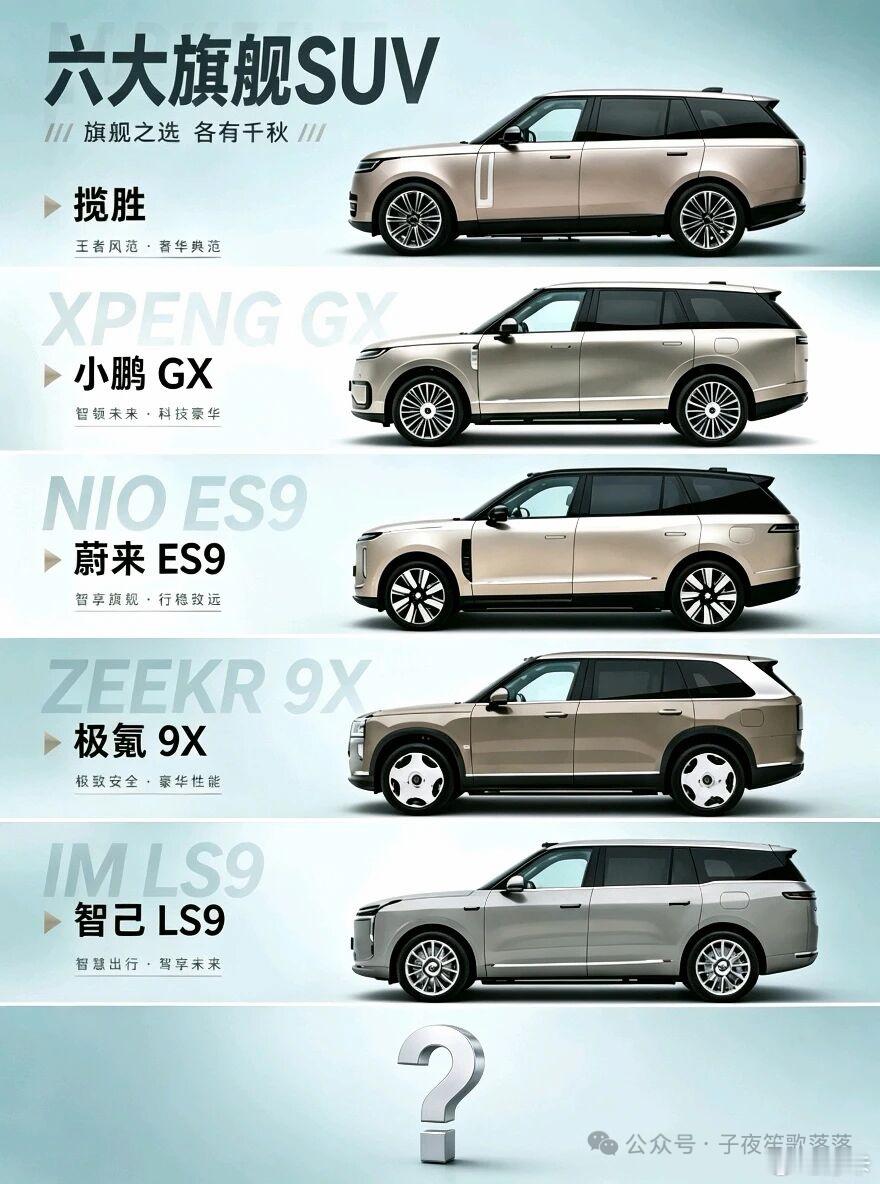 这篇文章是写六大旗舰 SUV 对比，我点开图片一看，嚯哦，这是揽胜家族给全球拜早