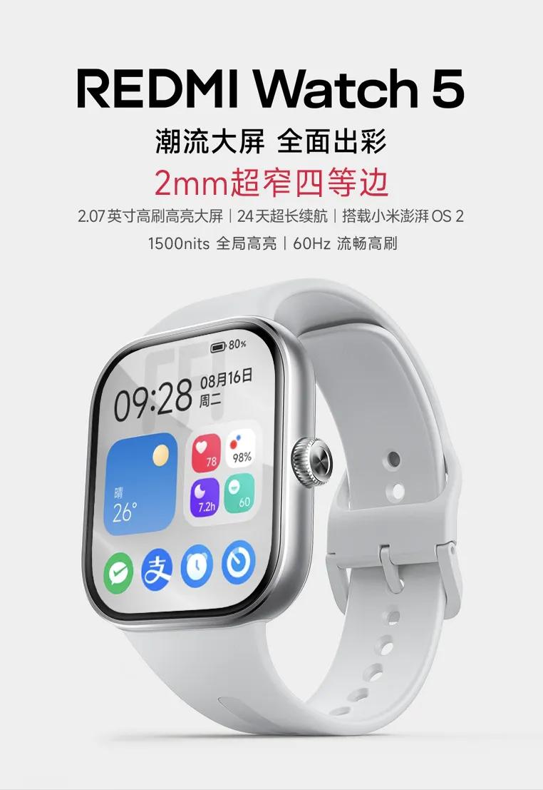 REDMI Watch 5 居然是2mm四等边，不错！这样的手表多来点，买买买！