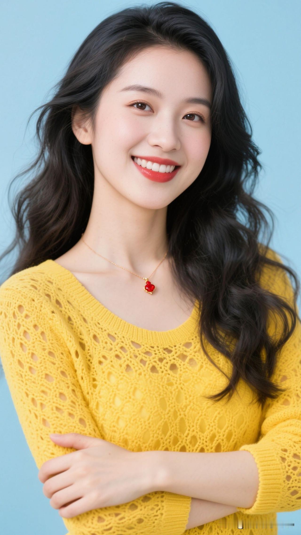 ☀️ 镂空毛衣盛着暖调的诗，红坠曳着温柔的韵，她站在那里，就是夏天本身的具象甜。