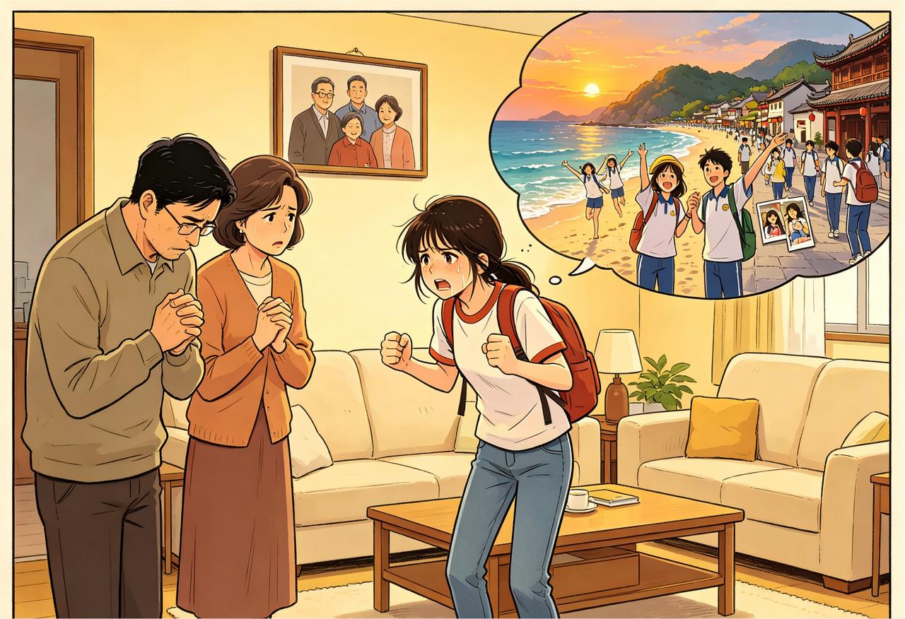 最近一条帖子火了。一位刚高考完的女生发文吐槽：班上同学考完都出去旅游了，她也想跟