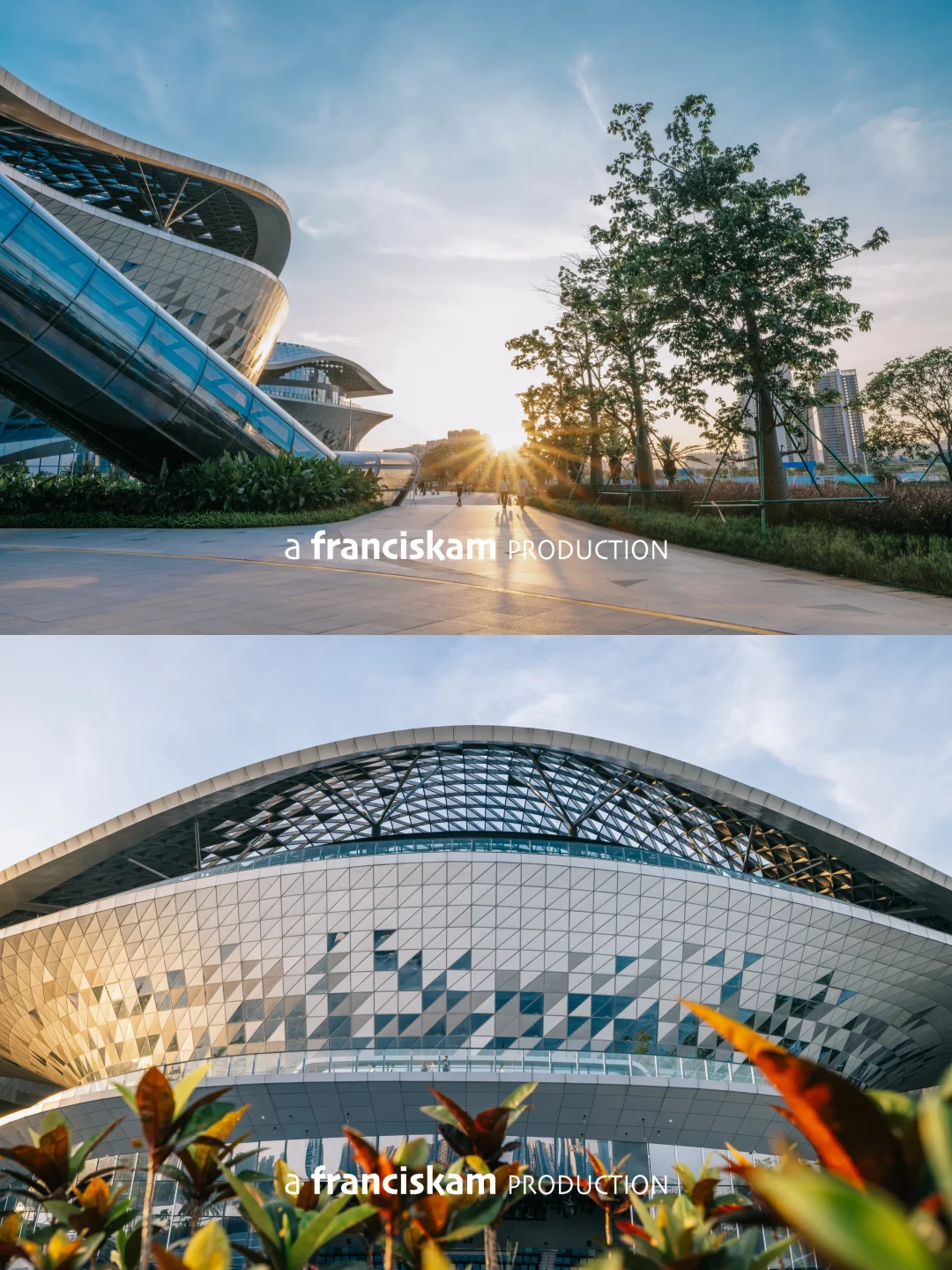 日落版湛江文化中心 ✨ 金灿灿怎么拍都好看