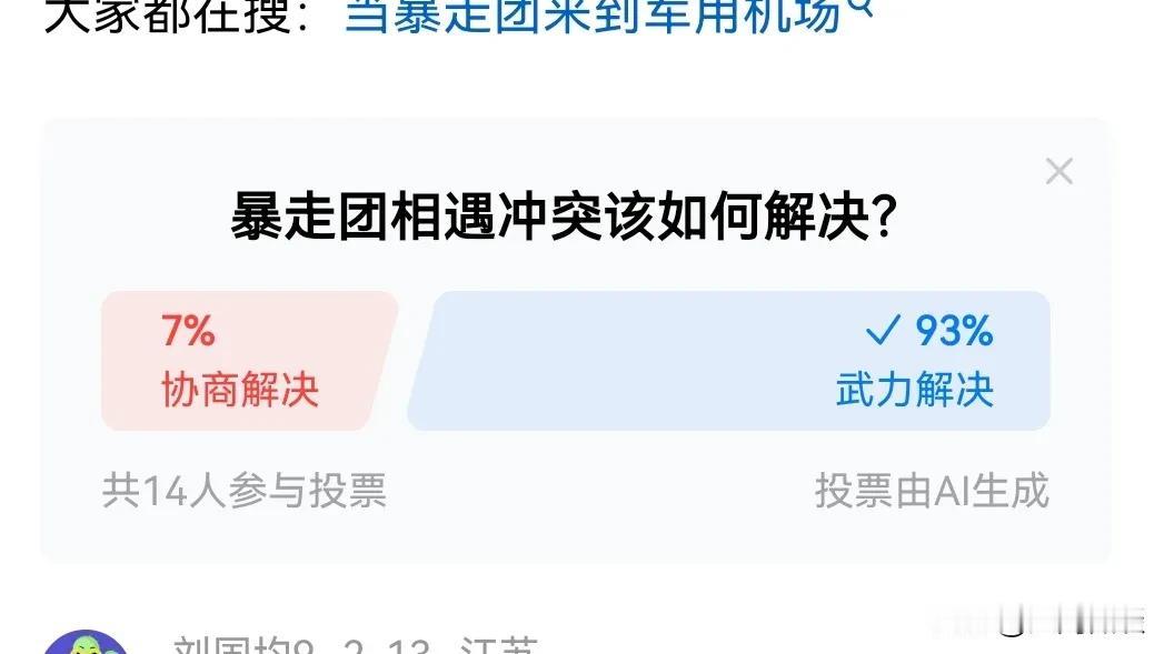 真没想到93%支持武力解决