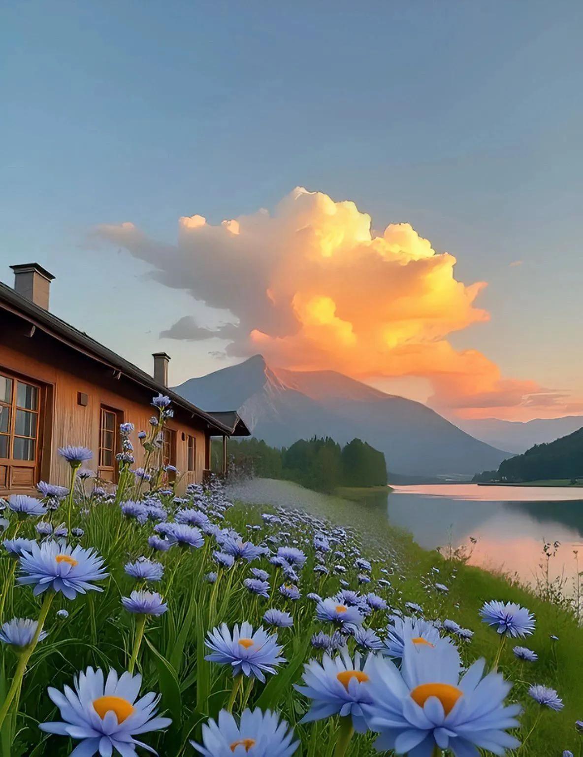 #随手拍一张秋天的美景#
《夕阳西下》
夕阳西下暮云收，
天际余晖映水流。
晚照