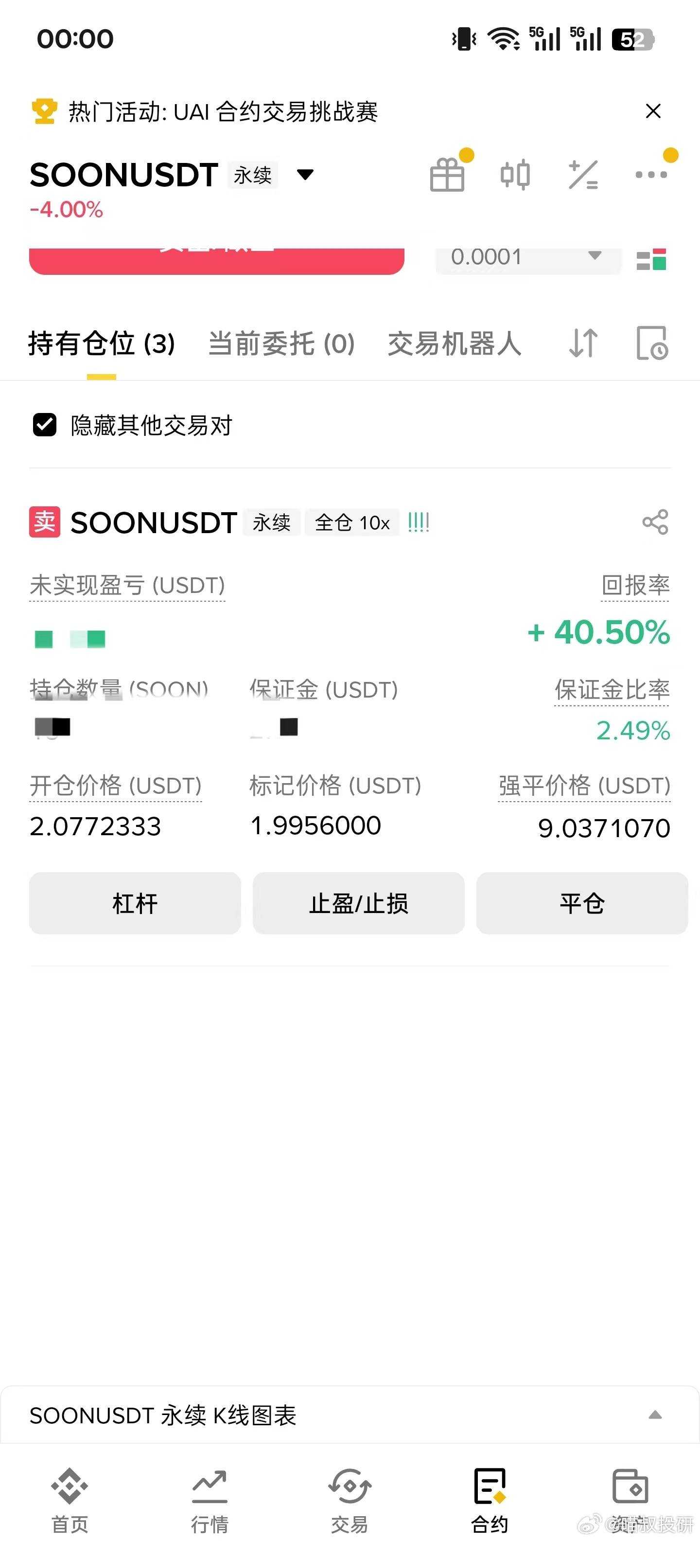 做空SOON吃了40个点了SOON这种垃圾，在我的AI出现主力出逃信号以后直接空