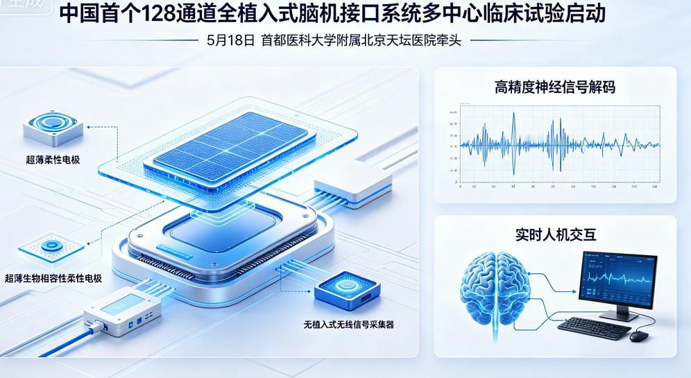 颠覆认知：人类即将“外挂”大脑。
一句话总结今天的大新闻：我国首个128通道全植