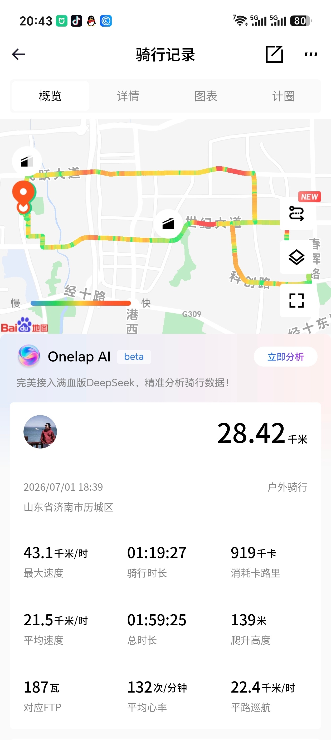 终于又开始运动了，10天没骑车了，想它了