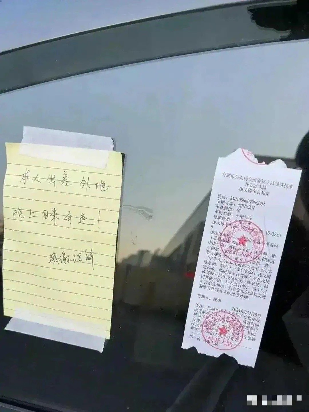 交警：你贴你的，我贴我的[笑cry] ​​​