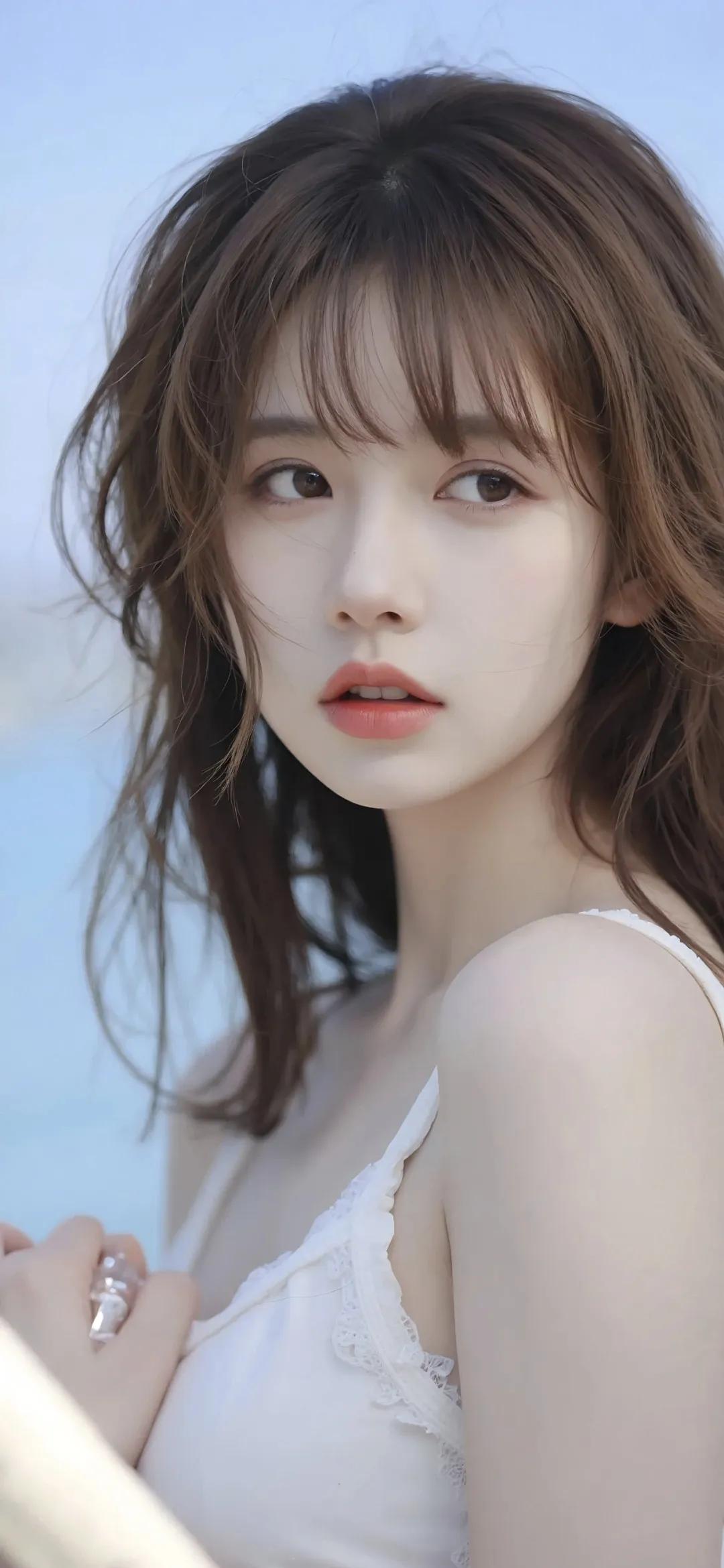 温柔的海风轻拂，少女心满满的一天🌊💕分享一张最喜欢的手机壁纸 灵动美女壁纸分