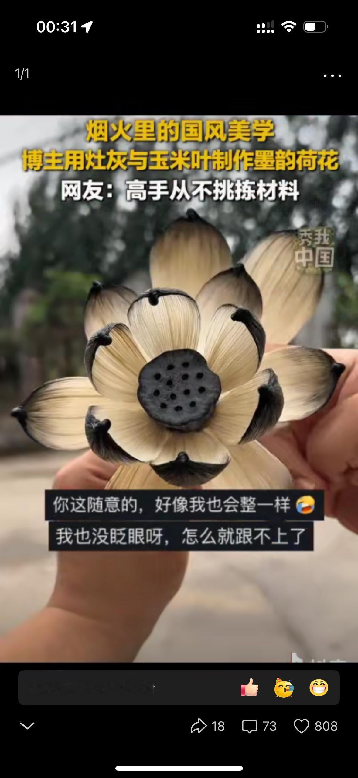 上新华社了！河南一博主用玉米皮烧水做饭，看到灶坑被烧的附有一层黑灰，突然脑洞大开