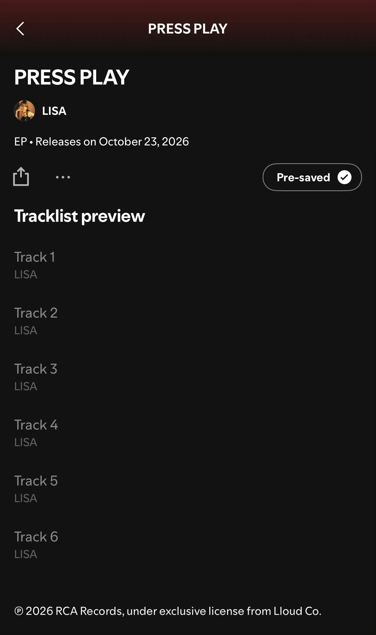 Lisa官宣新EP Lisa官宣新EP《PRESS PLAY》10月23日发行，