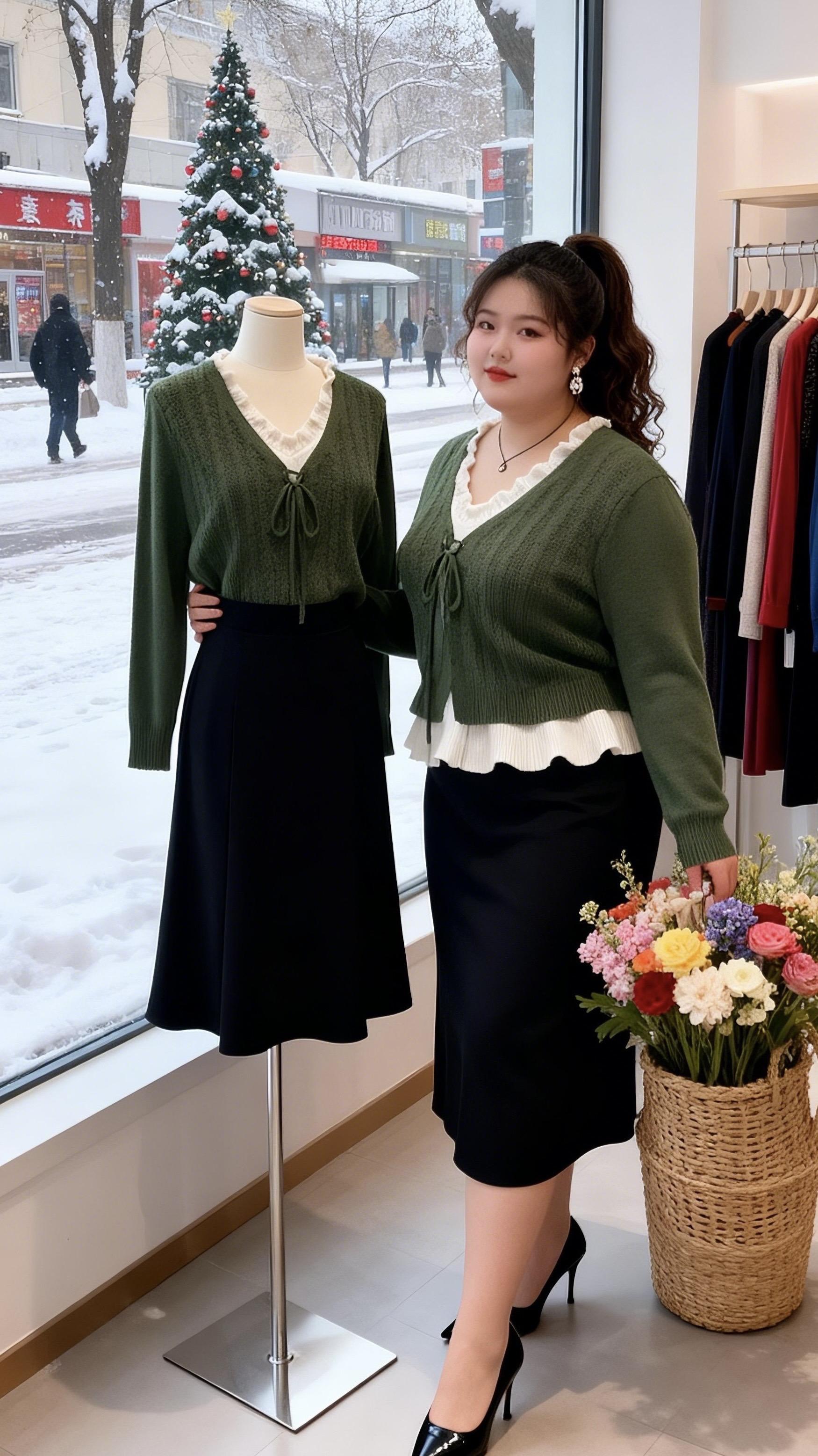 秋冬穿搭 保暖又好看一键入冬穿搭大码女装遮肉显瘦