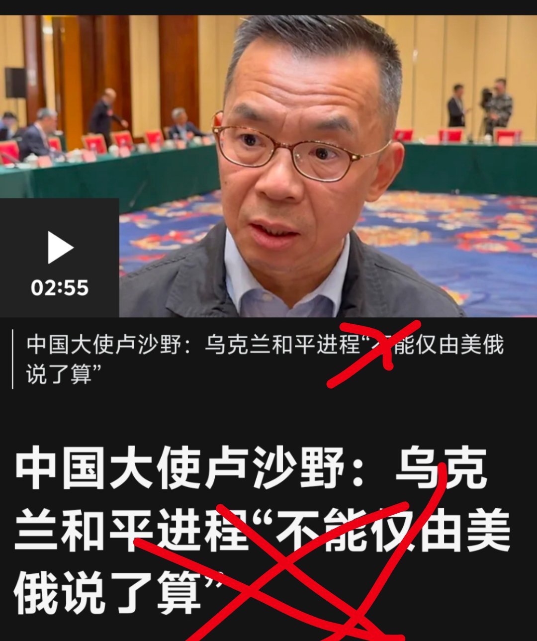 这个BBC🐸编真是会带节奏啊，卢沙野大使谈俄乌说了很多，偏偏选这个做标题中国俄