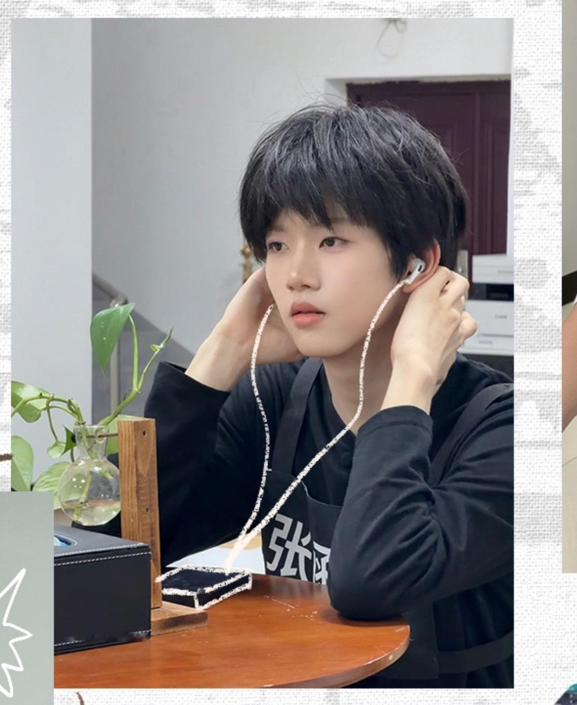 张函瑞戴耳机侧颜 张函瑞突围2生活碎片送达戴耳机听歌的治愈少年🎧优越下颌线这侧