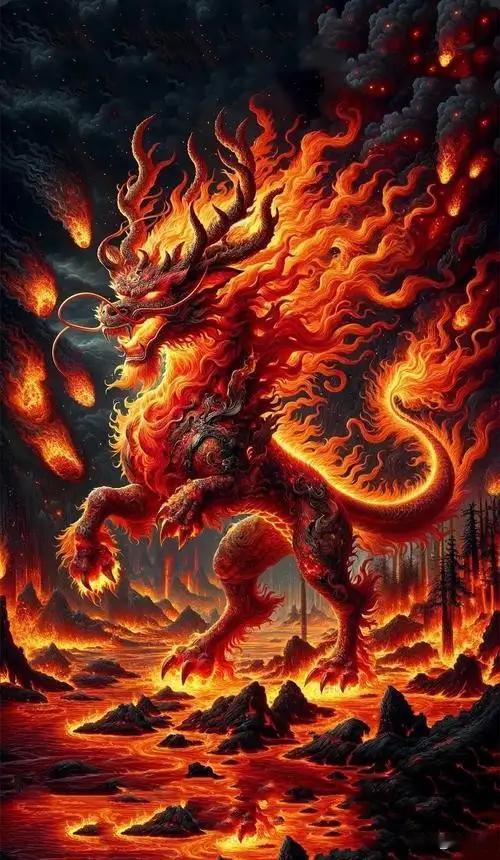 【宴清都 • 和天地狂时浩气】/巅峰酷侠
电惊彪虎头。
云翻处，百峦天炬燃秋。