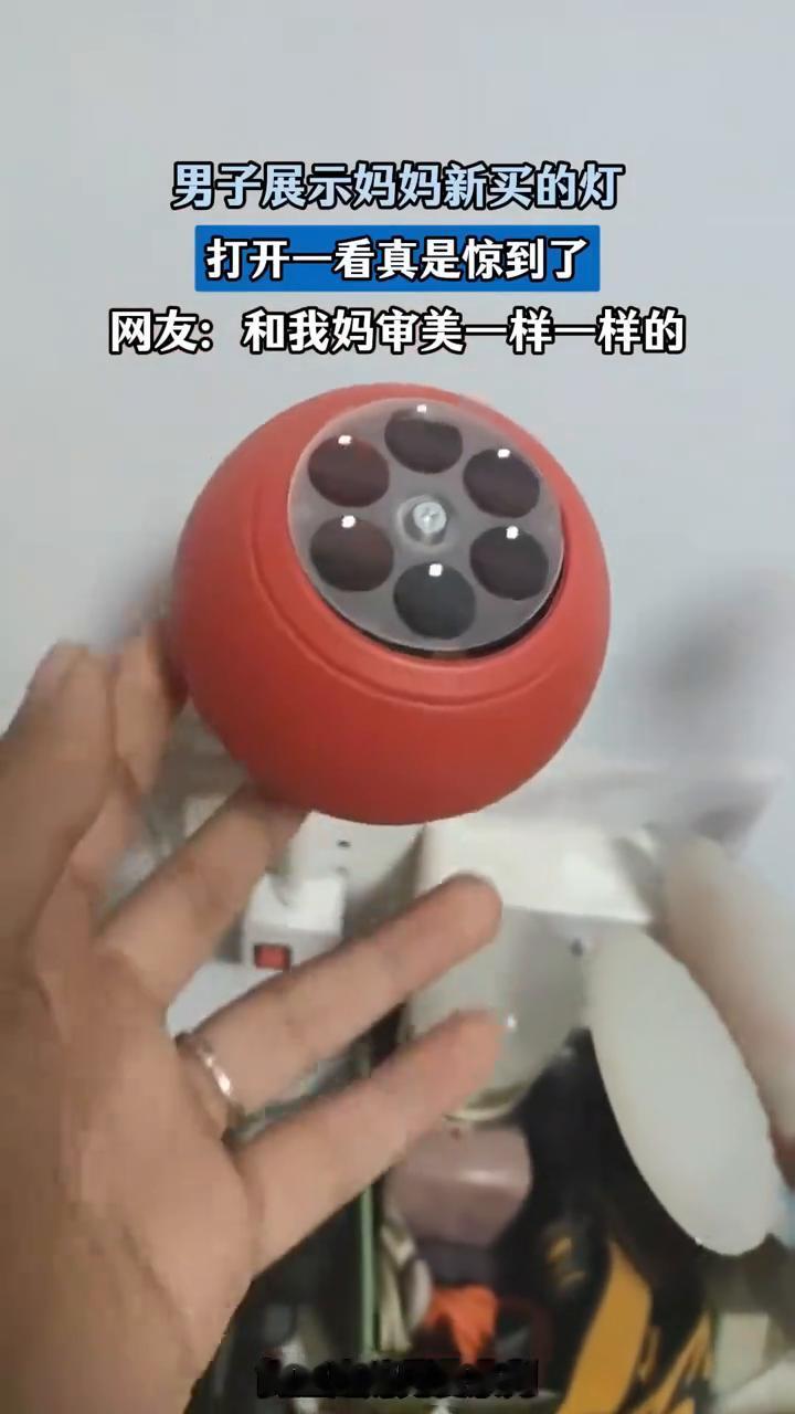 男子展示妈妈新买的灯，打开一看真是惊到了。网友：和我妈审美一样一样的。
儿子展示