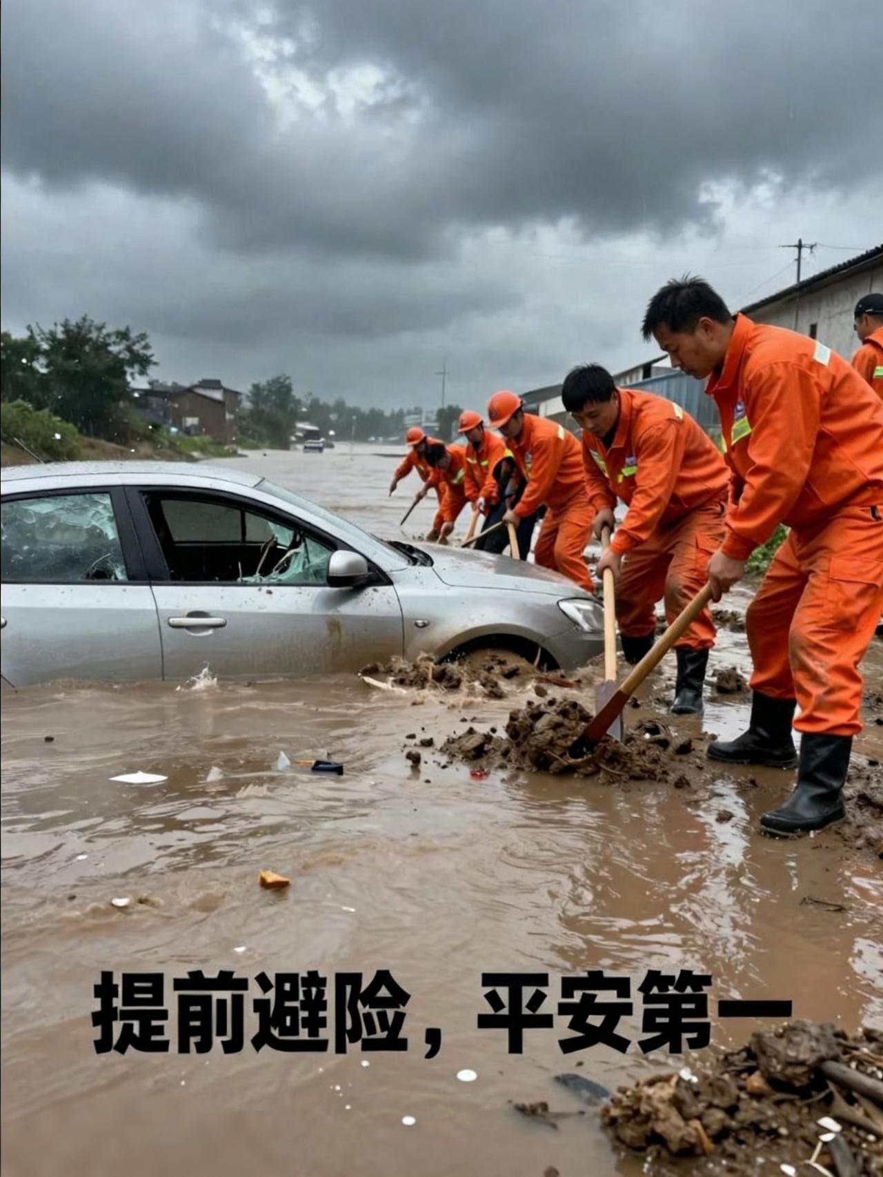 贵州罗甸近日突降特大暴雨，一夜雨量超两百毫米，街道积水湍急，多辆汽车被冲入沟渠，