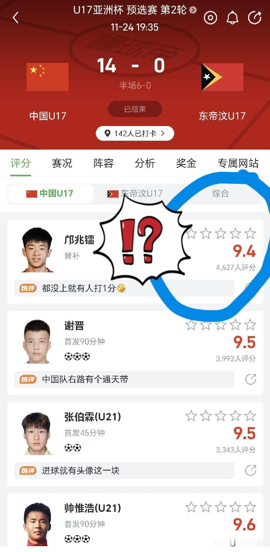 这不是足球饭圈是什么？！U17国少队这场14：0大胜，跟邝兆镭有一毛钱关系吗？[