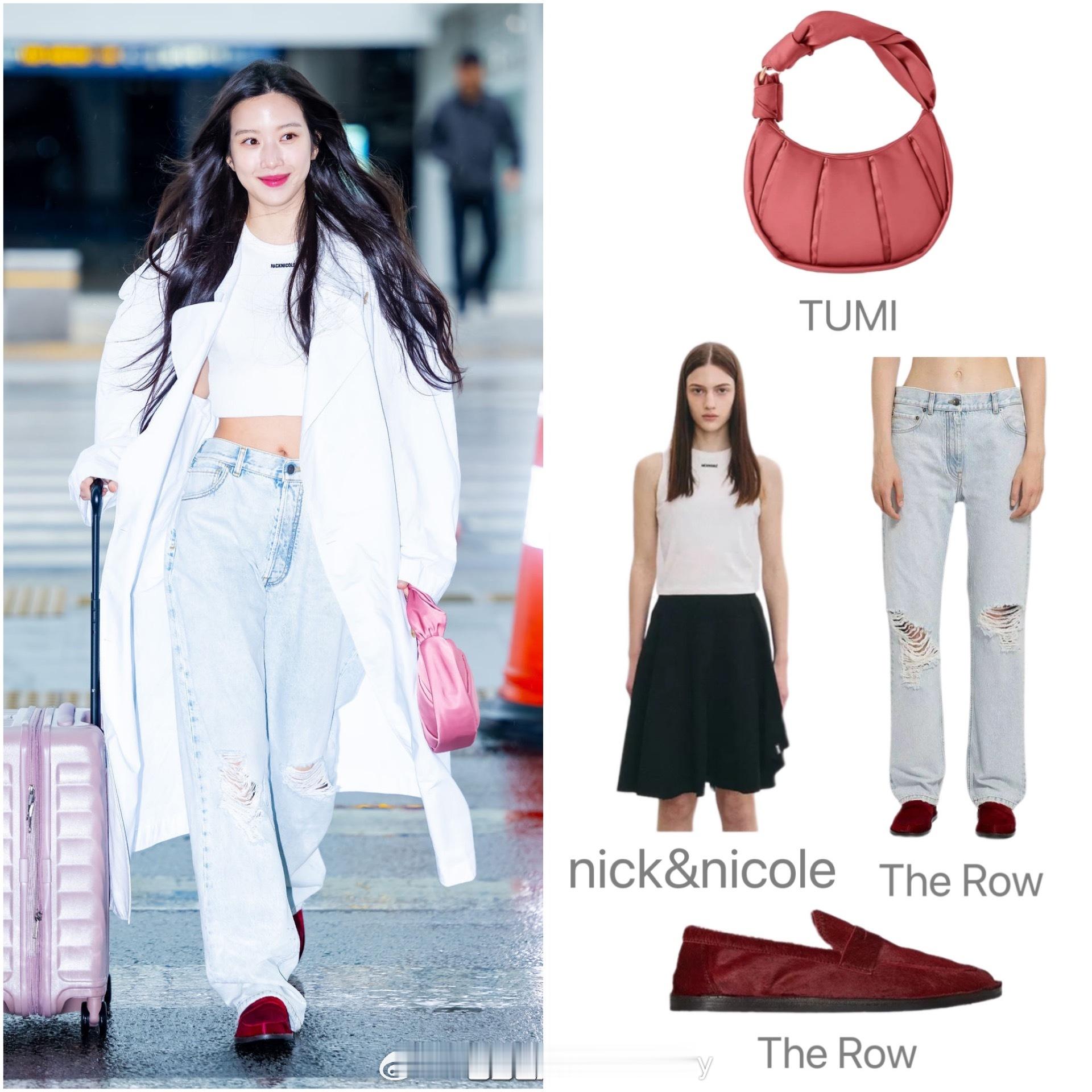 文佳瑛今日的机场私服解析，浅色系的春日搭配简约又大气～ ​​​