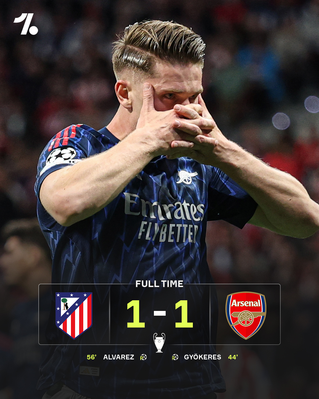 欧冠半决赛第一回合，巴黎圣日耳曼5比4拜仁慕尼黑；马德里竞技1比1阿森纳！ 