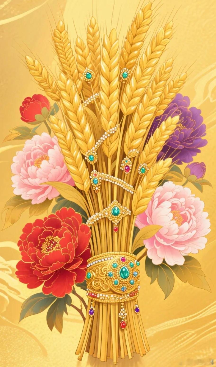 金色麦穗象征着幸福，财富，丰收和美好。想要什么，点赞回应，默念你想要得到的，然后