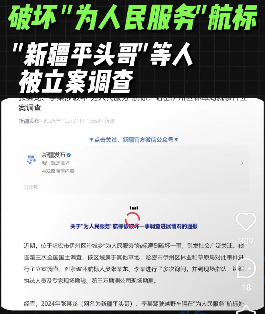 新疆平头哥栽了！
大字前搞破坏
又拍视频又装无辜。那表情委屈得，好像全世界都冤枉