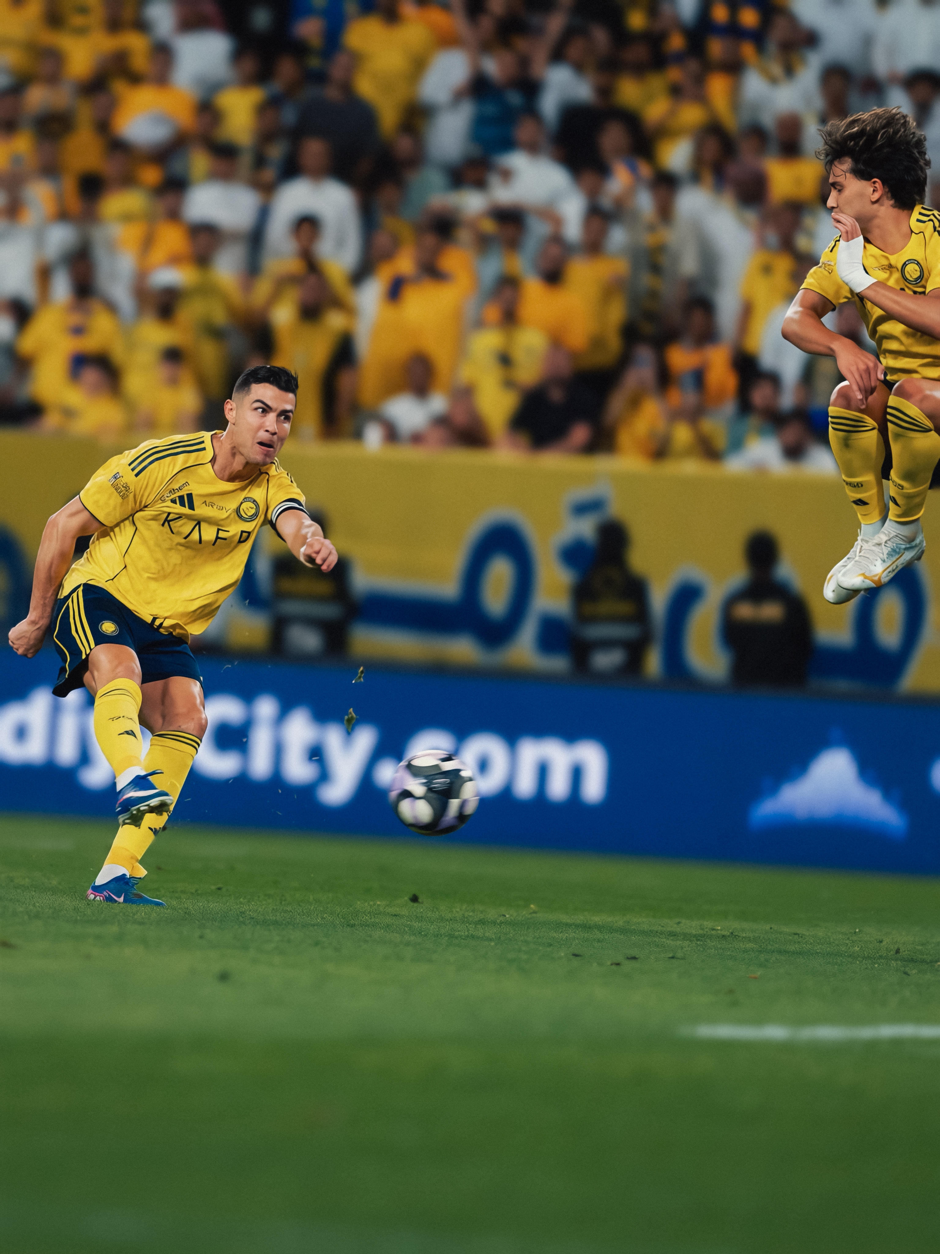 没见过的C罗照片 🤣 罗哥的大力轰门，把菲利克斯惊的弹射起步，这压迫感拉满C罗