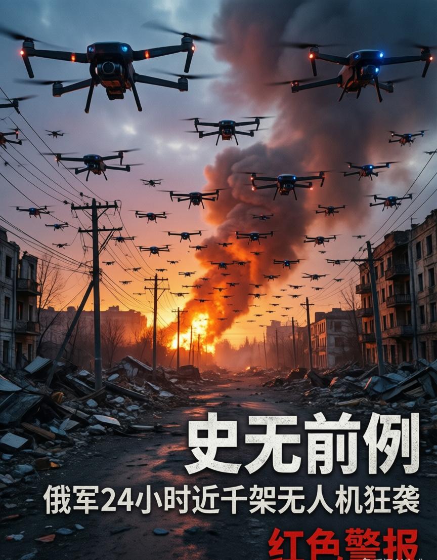 史无前例！俄军24小时近千架无人机狂袭乌克兰，全境拉响红色警报

据央视新闻3月