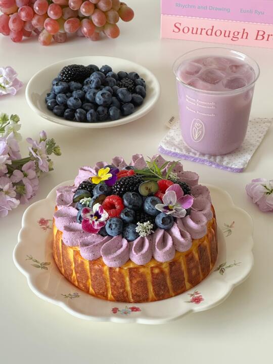 夏日美糕💜蓝莓鲜花巴斯克🍰葡萄茉莉冰奶🍇