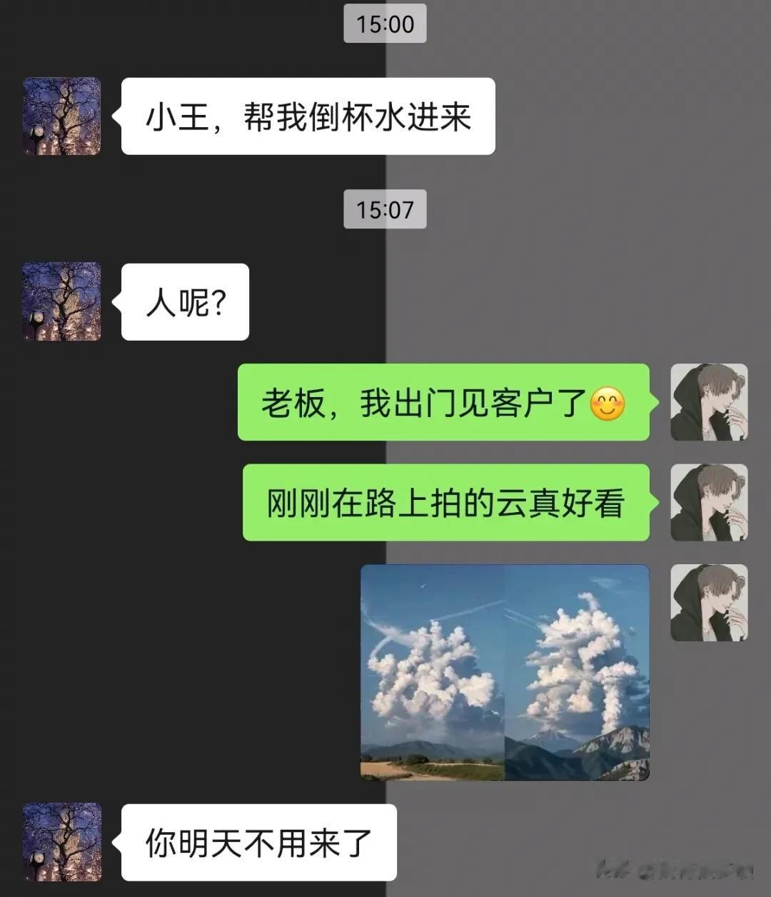 拍了两朵云给老板看，工作没了！




