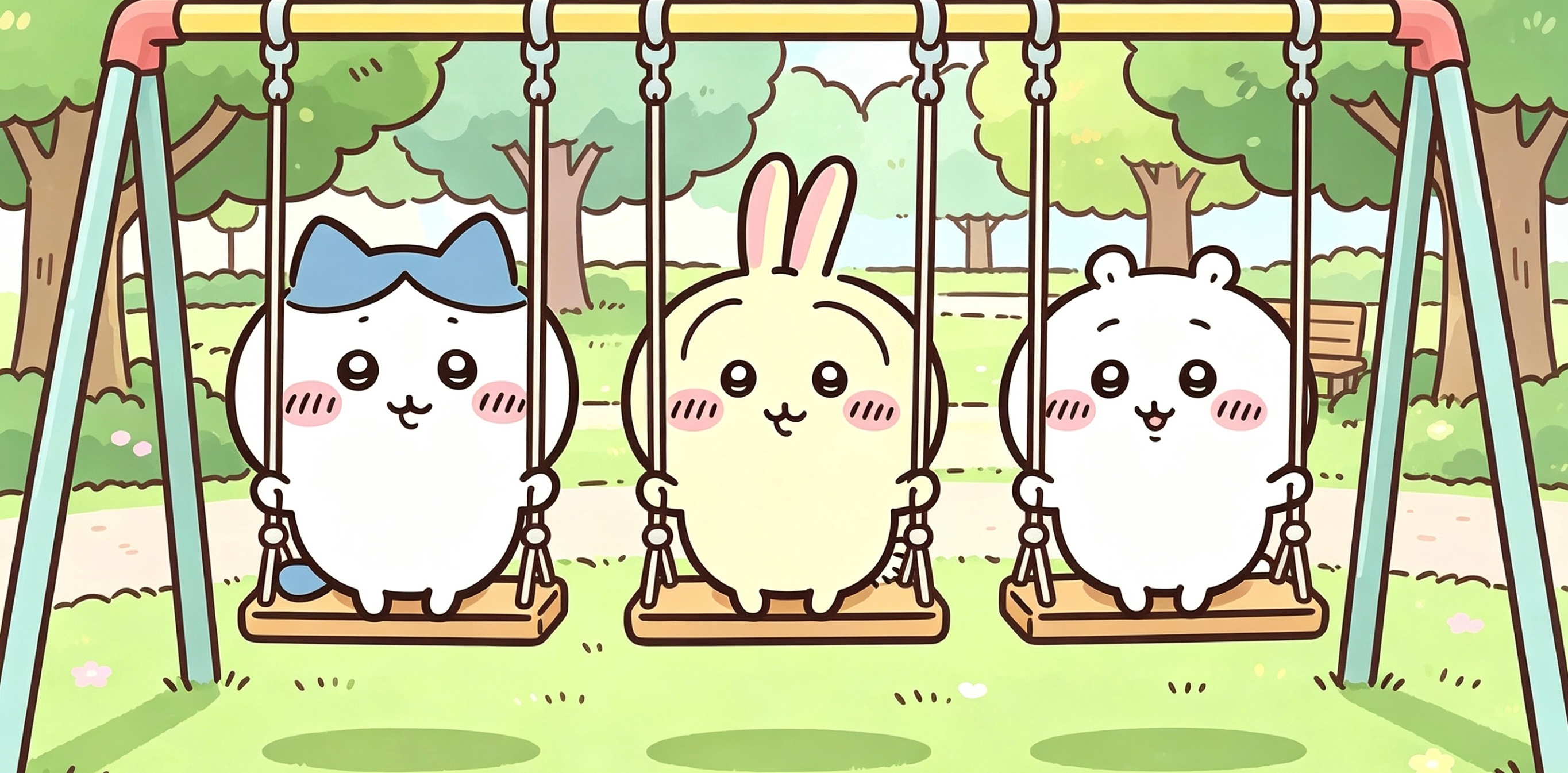 chiikawa吉伊卡哇灵感共创夏日企画嘿嘿下午又一起去荡秋千啦（ai生成） 