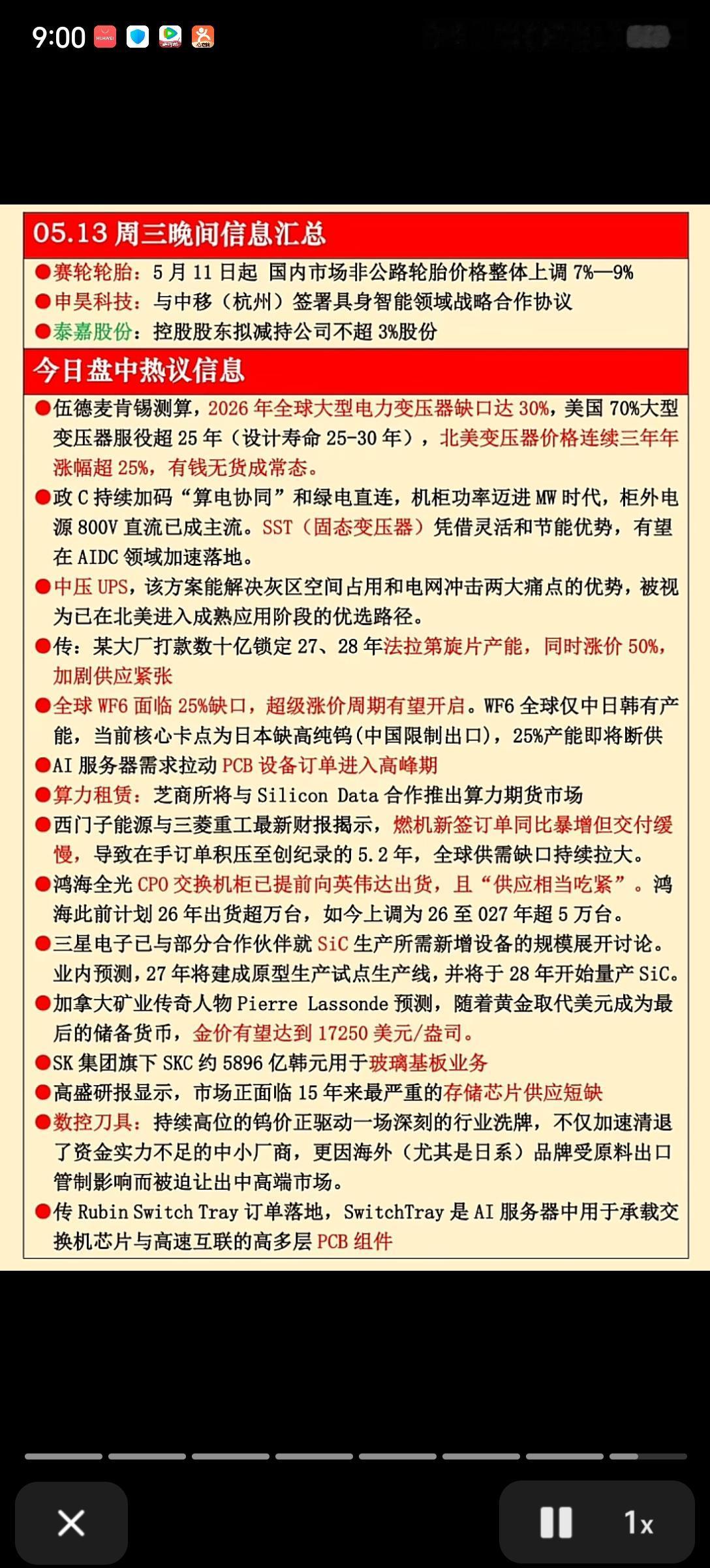 5月13日晚间市场要闻速览：多赛道供需缺口凸显，科技与能源主线升温
 
5月13